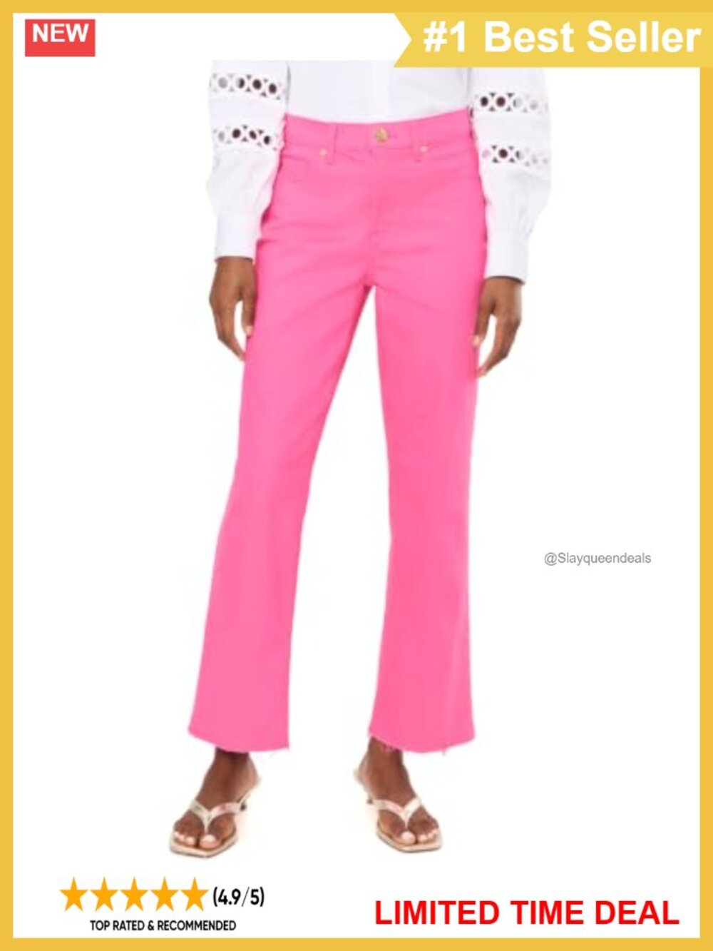 High-Rise Crop Straight Leg Stretch Denim Jeans